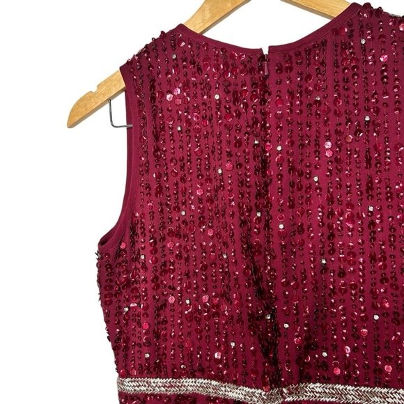 Mac Duggal 10509 Burgundy Sleeveless High Neck Beaded Midi Sheath Dress MOTB 6 - Picture 13 of 13